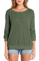 Women's Michael Stars Ripped Sweatshirt, Size - Green