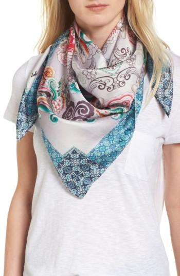 Women's Johnny Was Saint Square Silk Scarf, Size - Blue