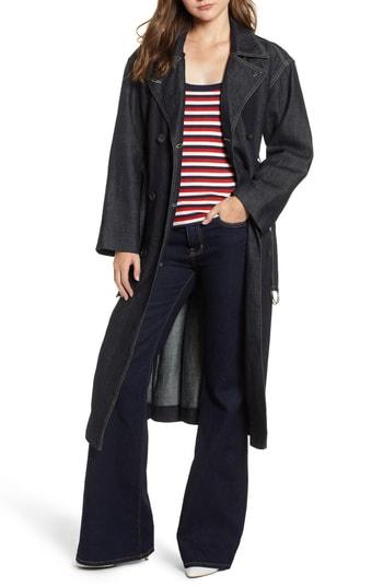 Women's Current/elliott The Hh Club Denim Trench Coat - Blue