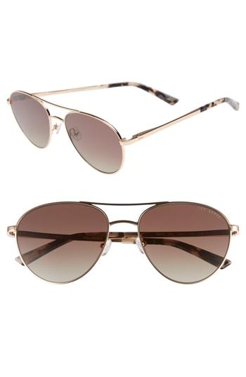 Women's Ted Baker London 55mm Aviator Sunglasses - Rose