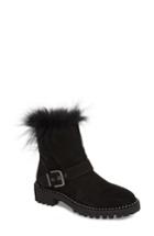 Women's Cecelia New York Theresa Boot With Genuine Fox Fur Trim M - Black