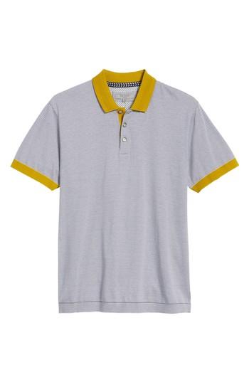 Men's Ted Baker London Beagle Trim Fit Stripe Jersey Polo (l) - Grey