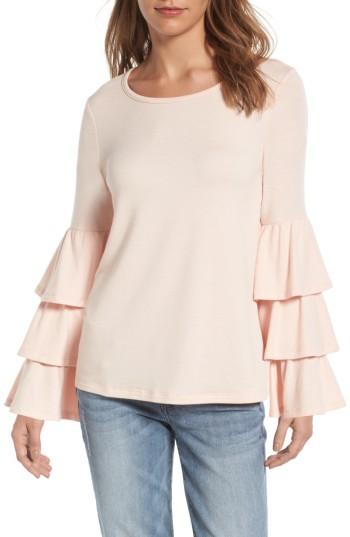 Women's Pleione Tiered Bell Sleeve Sweatshirt, Size - Pink