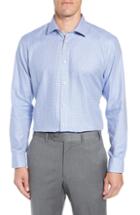 Men's Ted Baker London Franks Trim Fit Houndstooth Dress Shirt .5 32/33 - Blue
