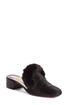 Women's Christian Louboutin Boudiva Genuine Rabbit Fur Trim Mule .5us / 36.5eu - Black