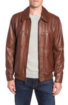 Men's Andrew Marc Vaughn Shirt Collar Leather Bomber Jacket, Size - Brown
