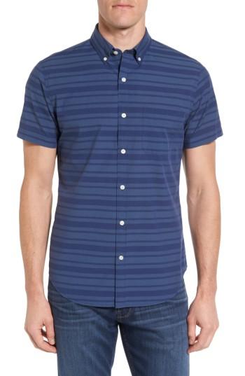 Men's Bonobos Slim Fit Short Sleeve Stripe Sport Shirt - Blue