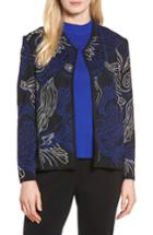 Women's Ming Wang Embroidered Knit Jacket - Blue
