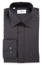 Men's Eton Slim Fit Dot Dress Shirt - Black