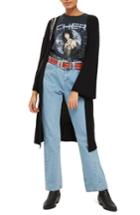 Women's Topshop Flute Sleeve Longline Cardigan Us (fits Like 0) - Black