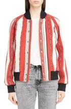 Women's Saint Laurent Tapestry Wool Blend Teddy Jacket Us / 38 Fr - Red