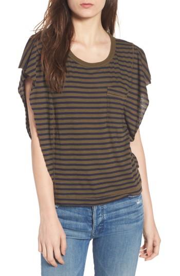 Women's Splendid Stripe Ruffle Sleeve Top - Green