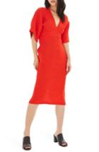 Women's Topshop Textured Plunge Midi Dress Us (fits Like 0) - Red
