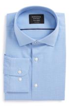Men's Nordstrom Men's Shop Tech-smart Traditional Fit Houndstooth Dress Shirt 32/33 - Blue