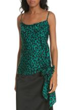 Women's Milly Leopard Print Tie Waist Silk Jacquard Camisole - Green