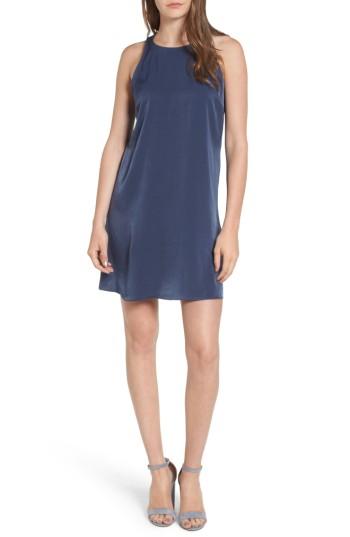 Women's Everly Ruffle Back Satin Shift Dress - Blue
