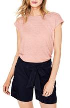 Women's Boden Embroidered Neck Linen Top - Pink