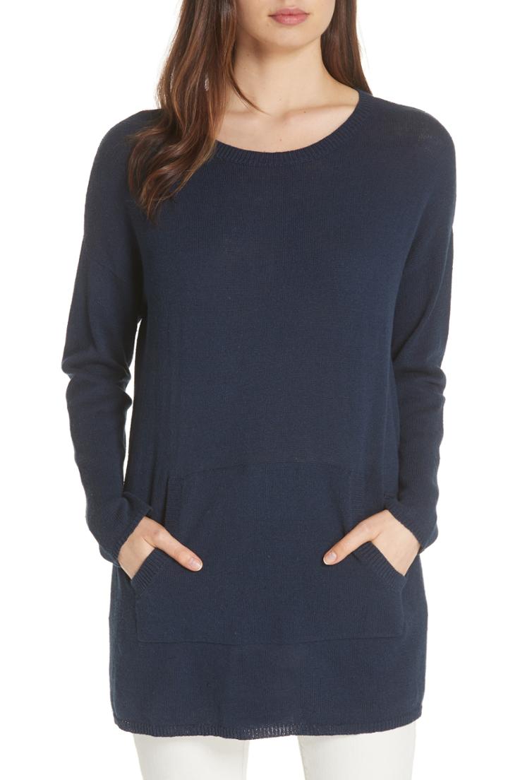 Women's Eileen Fisher Long Organic Cotton Blend Cardigan - Blue
