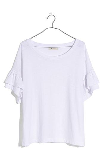 Women's Madewell Ruffle Sleeve Tee, Size - White