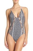 Women's Red Carter One-piece Swimsuit - White