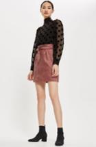 Women's Topshop Embroidered Paperbag Miniskirt Us (fits Like 0-2) - Pink