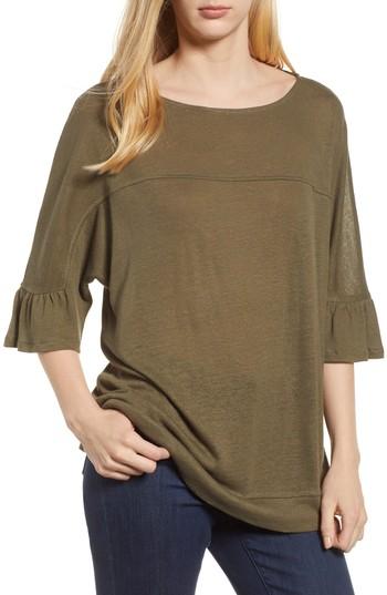 Women's Caslon Ruffle Sleeve Tee - Green