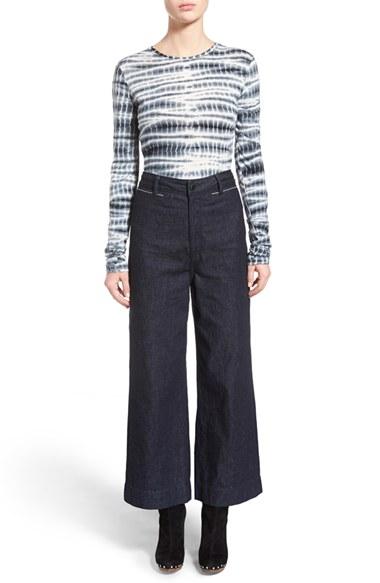 Women's Proenza Schouler Tie Dye Tissue Jersey Long Sleeve Tee - Black