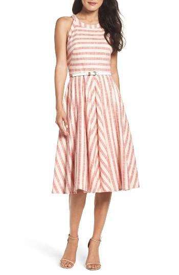 Women's Eliza J Stripe Fit & Flare Midi Dress
