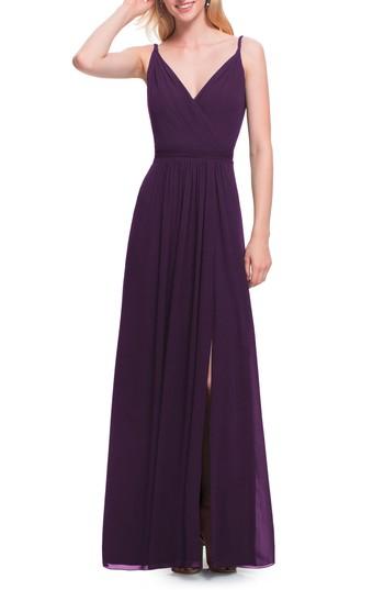 Women's #levkoff Surplice Neck Chiffon Gown - Purple