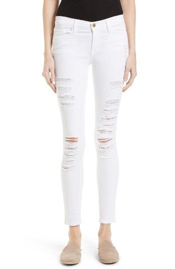 Women's Frame Le Color Rip Skinny Jeans - White
