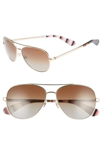 Women's Kate Spade New York Avaline 58mm Aviator Sunglasses - Gold