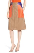 Women's Boss Seplea Colorblock Leather Skirt - Beige