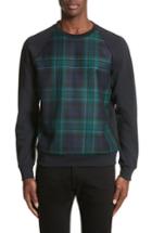 Men's Burberry Beachen Tartan Panel Jersey Sweatshirt - Blue