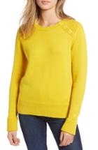 Women's 1901 Button Detail Cotton Wool Blend Sweater - Yellow