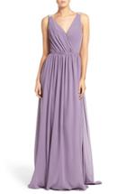 Women's Hayley Paige Occasions Embellished Shoulder V-neck Chiffon Gown - Purple
