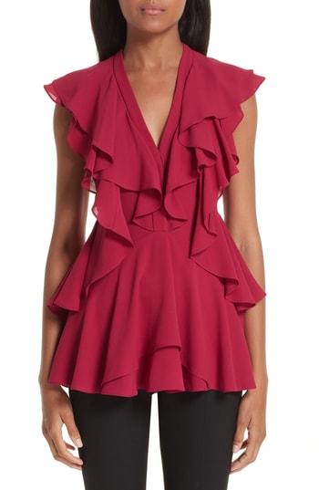 Women's Alexander Mcqueen Ruffle Peplum Top Us / 36 It - Pink
