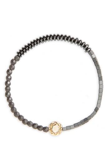 Men's Luis Morais Gold Faceted Mantra Stretch Bracelet
