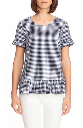 Women's Sezane Alix Gingham Blouse Us / 38 Fr - Blue