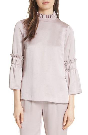 Women's Ted Baker London Myani Ruffle Hammered Satin Top - Pink
