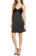 Women's Love, Fire Velvet & Lace Trim Slipdress - Black