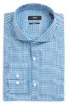 Men's Boss Mark Sharp Fit Houndstooth Dress Shirt - L - Blue