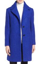 Women's Tahari 'tessa' Boiled Wool Blend Coat - Blue