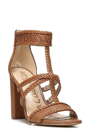 Women's Sam Edelman Yordana Woven T-strap Sandal .5 M - Brown
