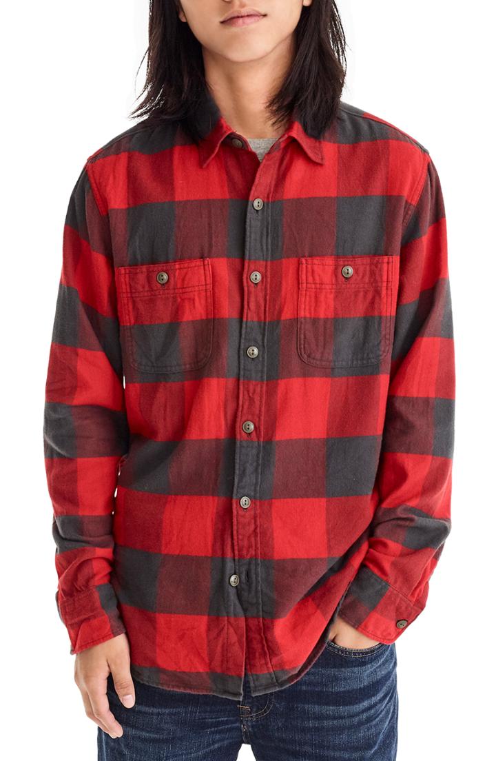 Men's J.crew Classic Fit Herringbone Flannel Shirt