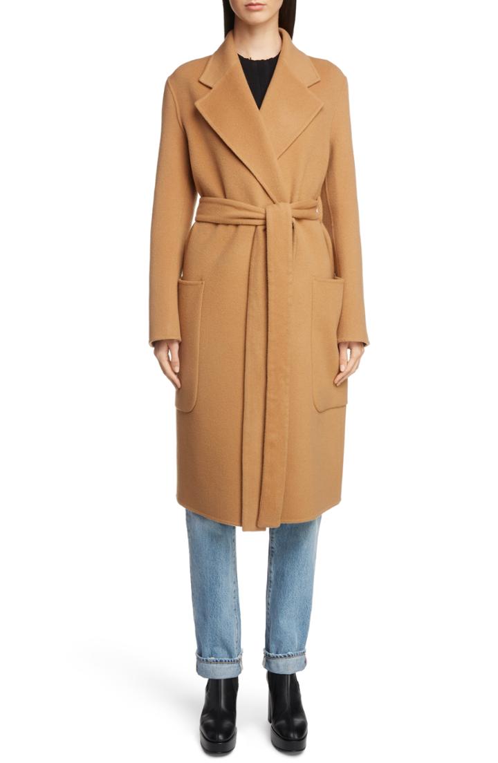 Women's Acne Studios Belted Double Wool & Cashmere Coat Us / 38 Eu - Brown