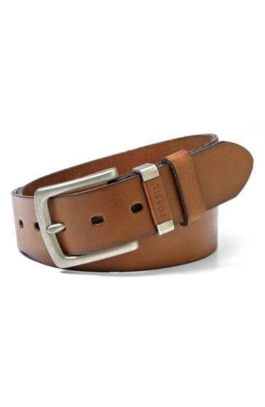 Men's Fossil 'jay' Leather Belt - Brown