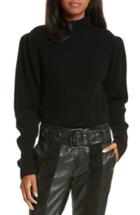 Women's Frame Wool & Cashmere Puff Sleeve Turtleneck Sweater - Black