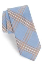 Men's The Tie Bar Kp Plaid Silk & Linen Tie, Size - Blue