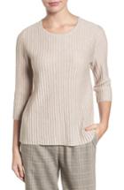 Women's Eileen Fisher Ribbed Merino Wool Sweater - Beige