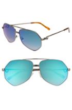 Women's Diff Sidney Geo Aviator Sunglasses - Light Gunmetal/ Honey/ Blue